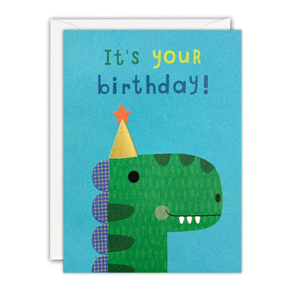 Birthday Dinosaur with Hat Birthday Card