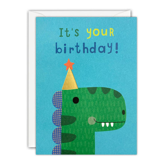 Birthday Dinosaur with Hat Birthday Card