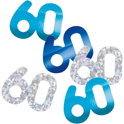 Glitz Blue 60th Happy Birthday Table Confetti