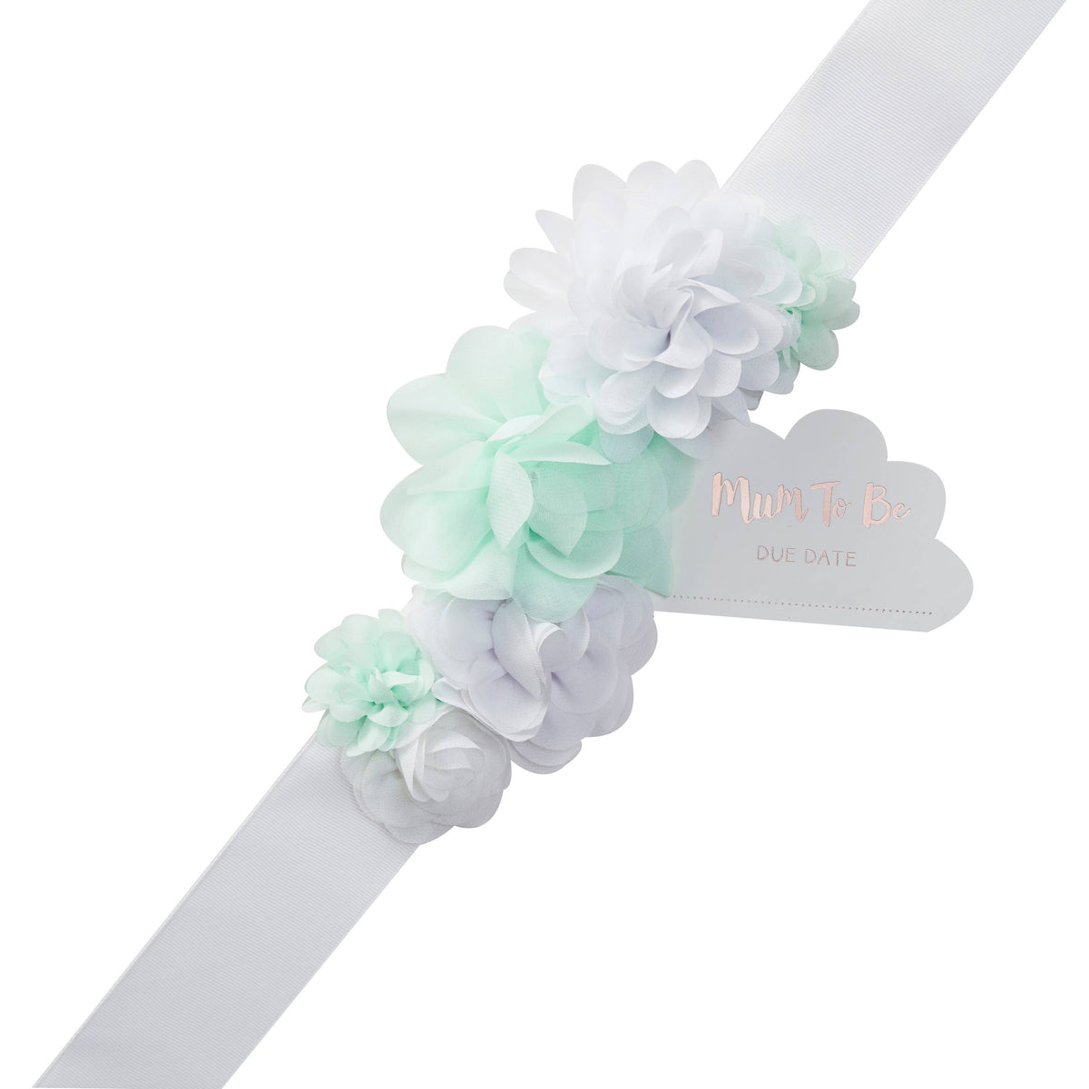 Mother to Be Sash: Mint / Satin, Polyester, Paper / Baby Shower