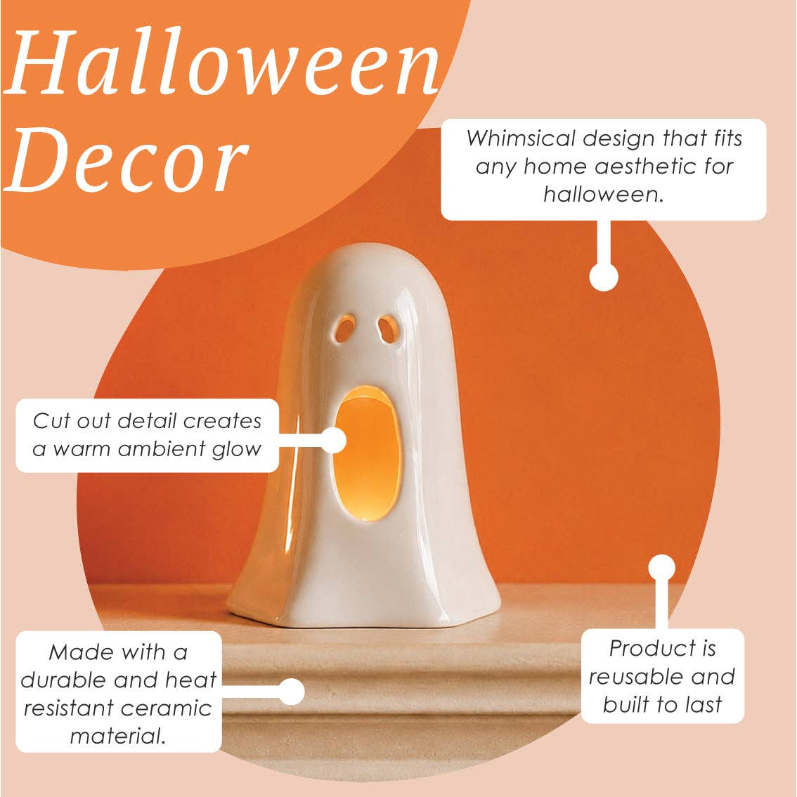 Halloween Ceramic Ghost - 12cm