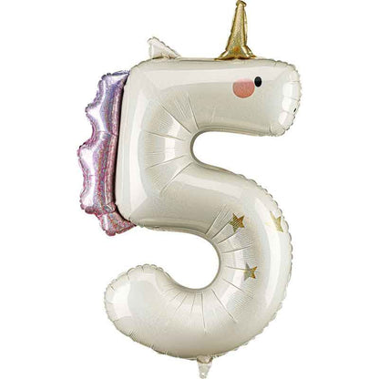 Unicorn Number Inflated Foil Balloons 1 to 5