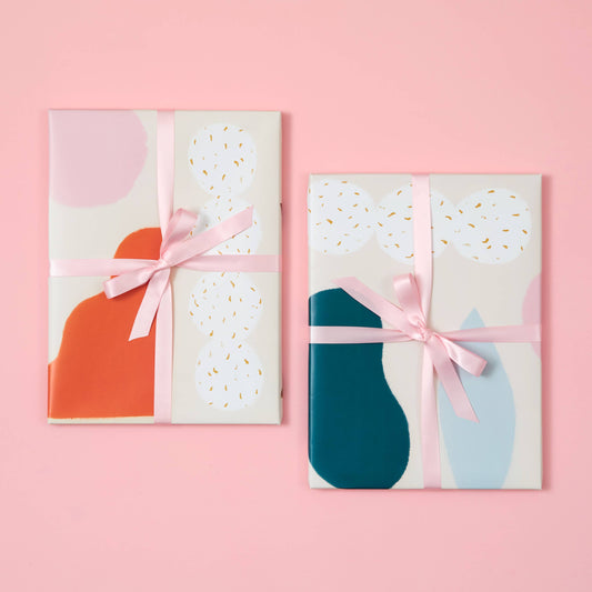 Beige Abstract Floral Wrapping Paper Roll - 3 Sheets Rolled