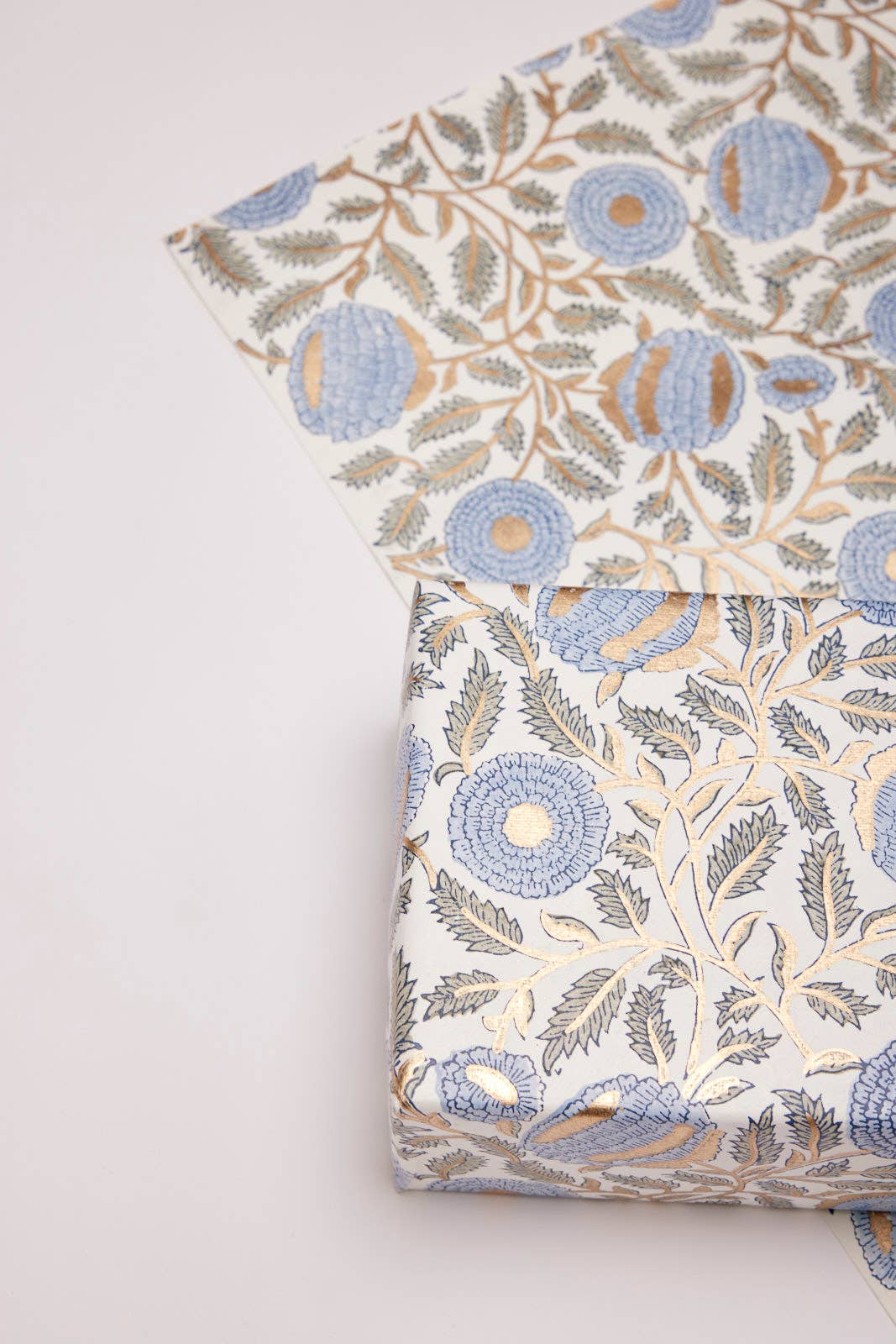 Marigold Glitz Blue Stone Block Printed Wrapping Paper Sheets