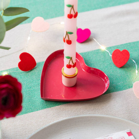 Enamel Heart Shaped Candle Holder