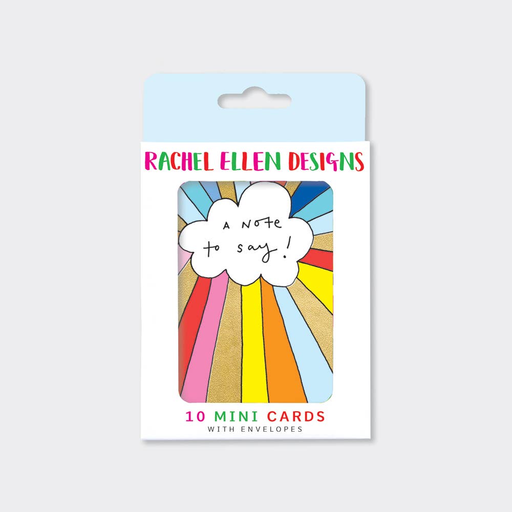 Pack of 10 Foiled Notecards - A Note To Say/Cloud & Rainbow