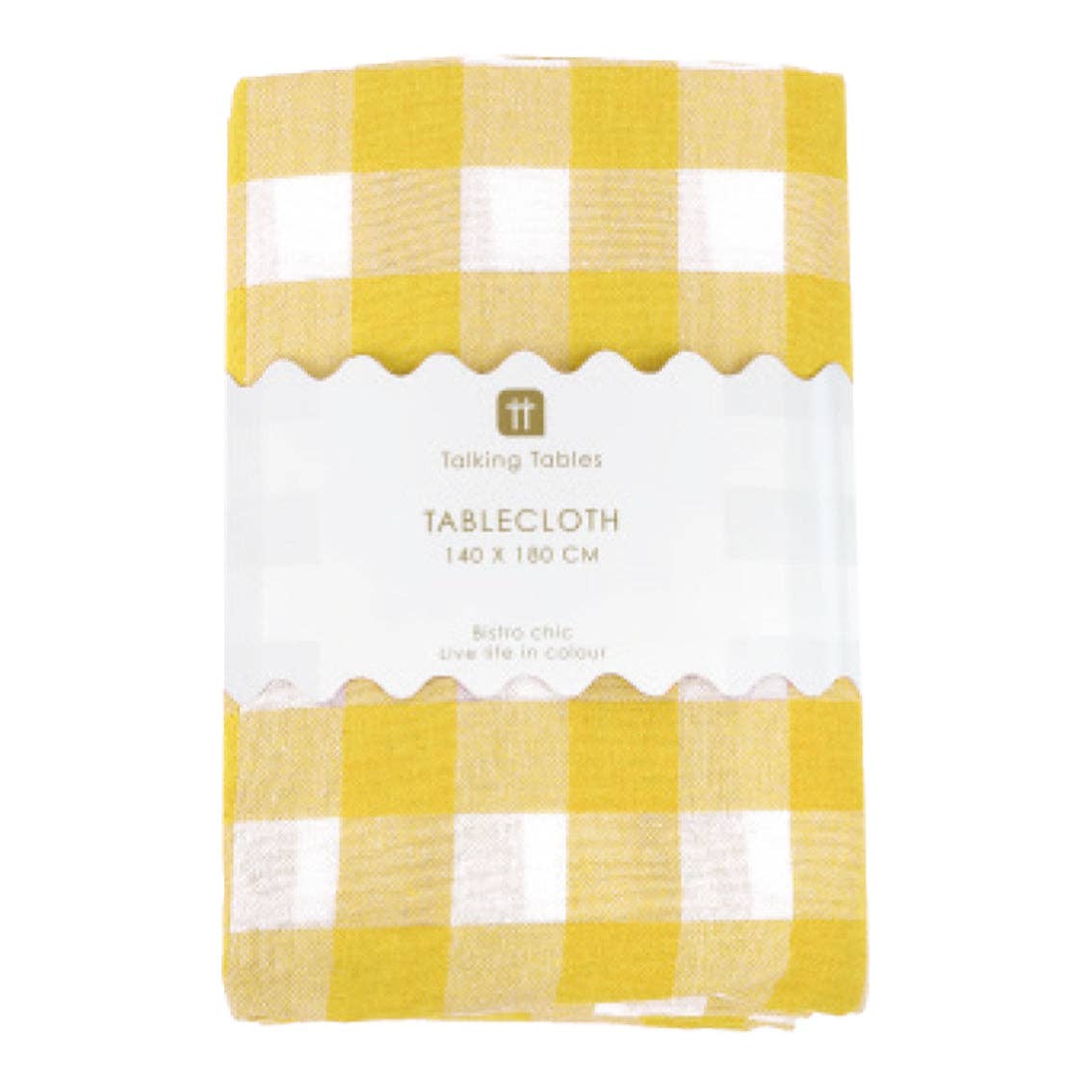 Yellow & White Fabric Gingham Tablecloth