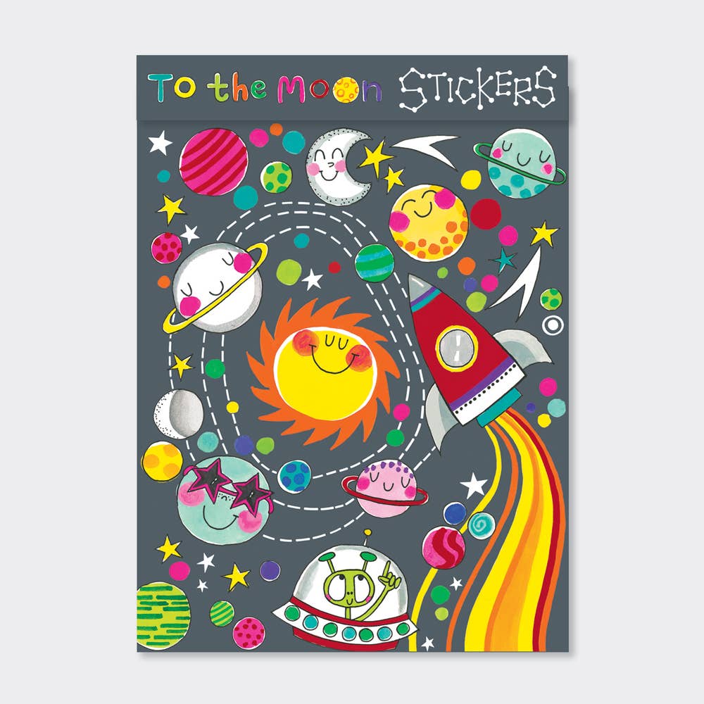 To the Moon Sticker Book – 4 Space-Themed Sheets