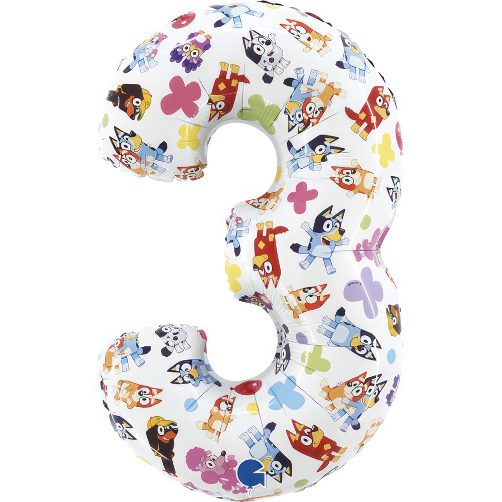 26" Bluey Inflated Foil Number Balloons 1 to 6