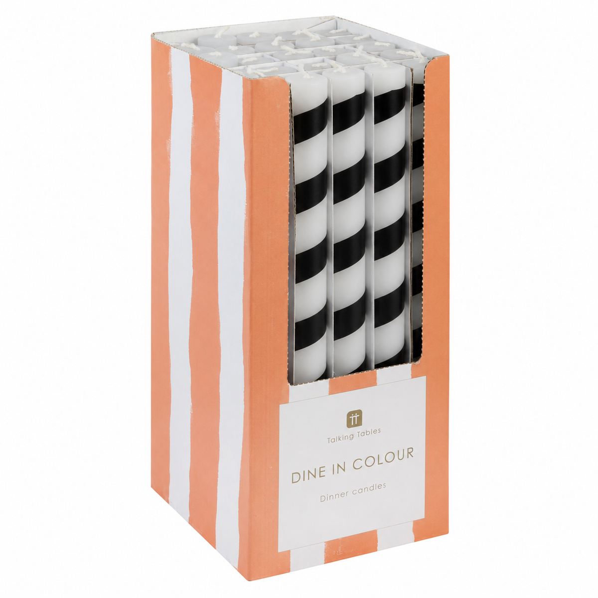Black & White Stripe Dinner Candles
