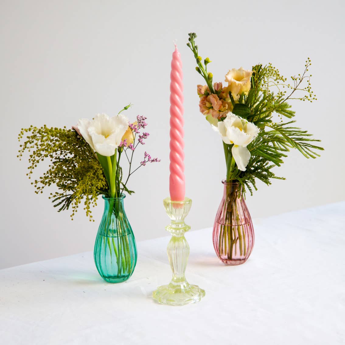 Light Green Glass Candle Holder