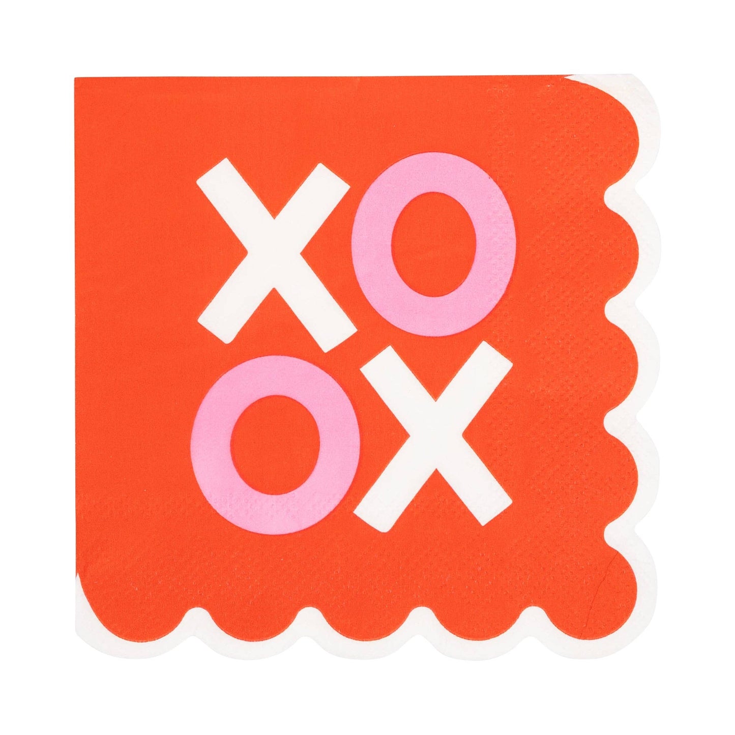 Napkin with 'XO OX' design on a red background