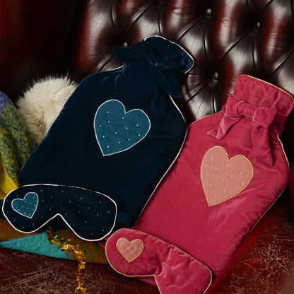 Pink Velvet Heart Hot Water Bottle