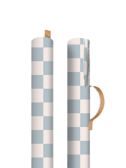 Blue and Cream Checker Board Wrapping Paper Roll
