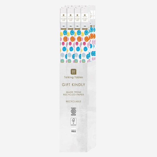 Happy Face Recycled Wrapping Paper Roll - 3m