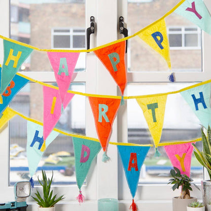 Rainbow Happy Birthday Fabric Bunting - 3m