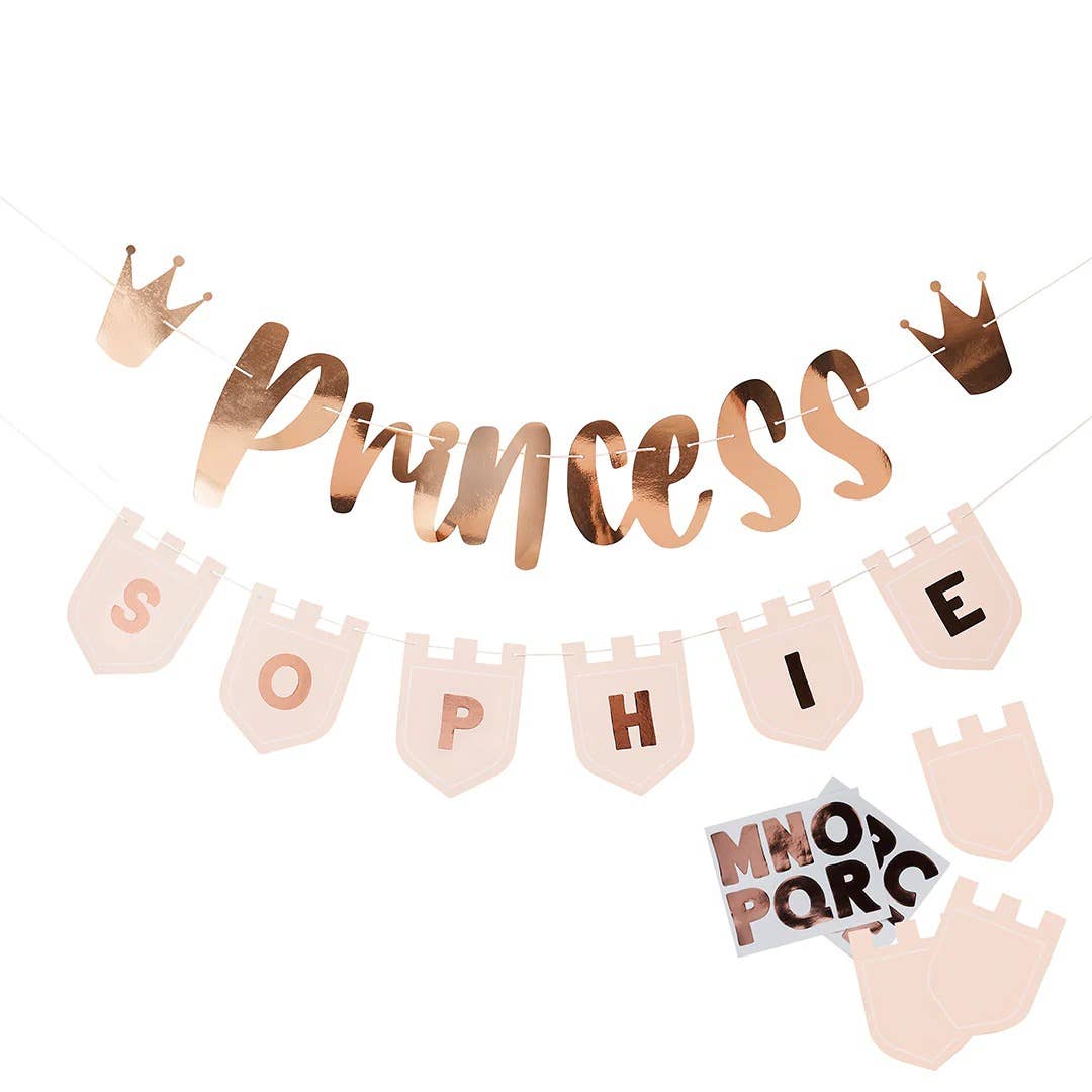 Princess Banner With Personalised Flags X2 2M & 15 Sticker