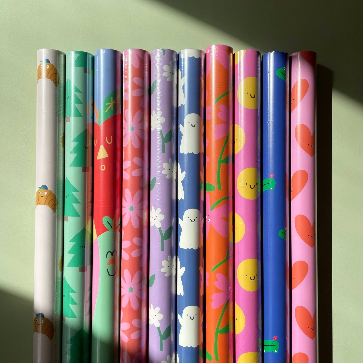 Beige Abstract Floral Wrapping Paper Roll - 3 Sheets Rolled