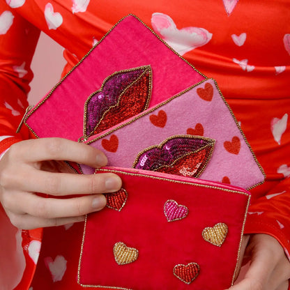 Multi Heart Beaded Small Pouch