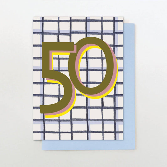 Neon 50 Birthday Card