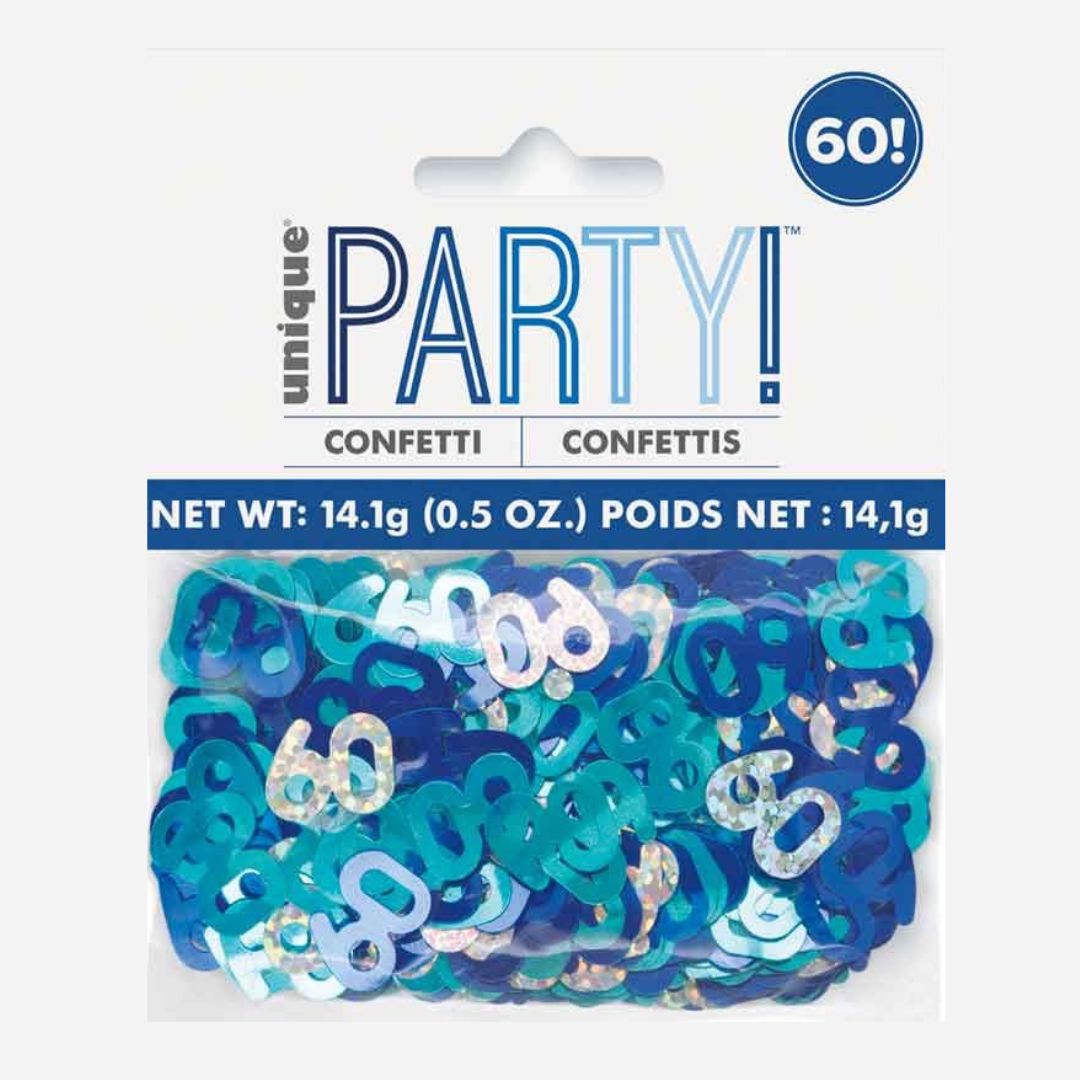 Glitz Blue 60th Happy Birthday Table Confetti