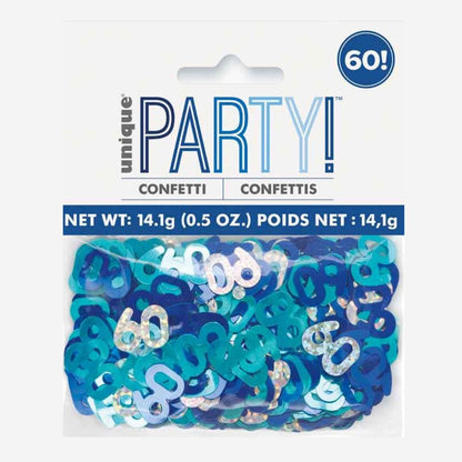 Glitz Blue 60th Happy Birthday Table Confetti