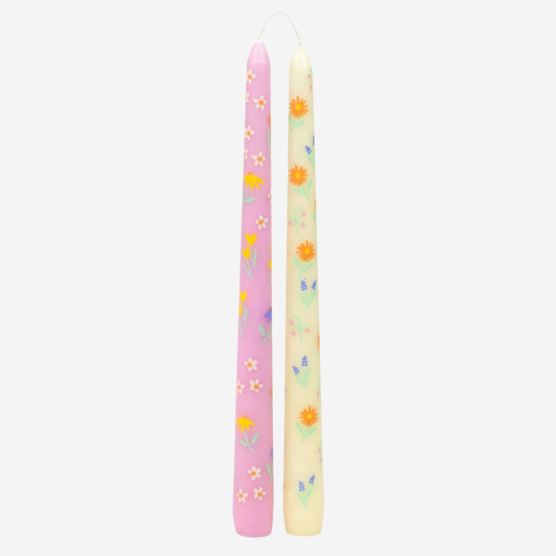 Floral Yellow & Pink Dinner Candles