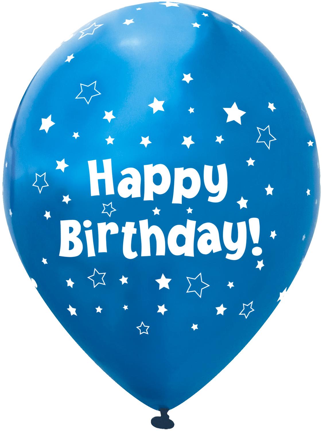 Pack of 6 Metallic Blue Happy Birthday Latex Balloons