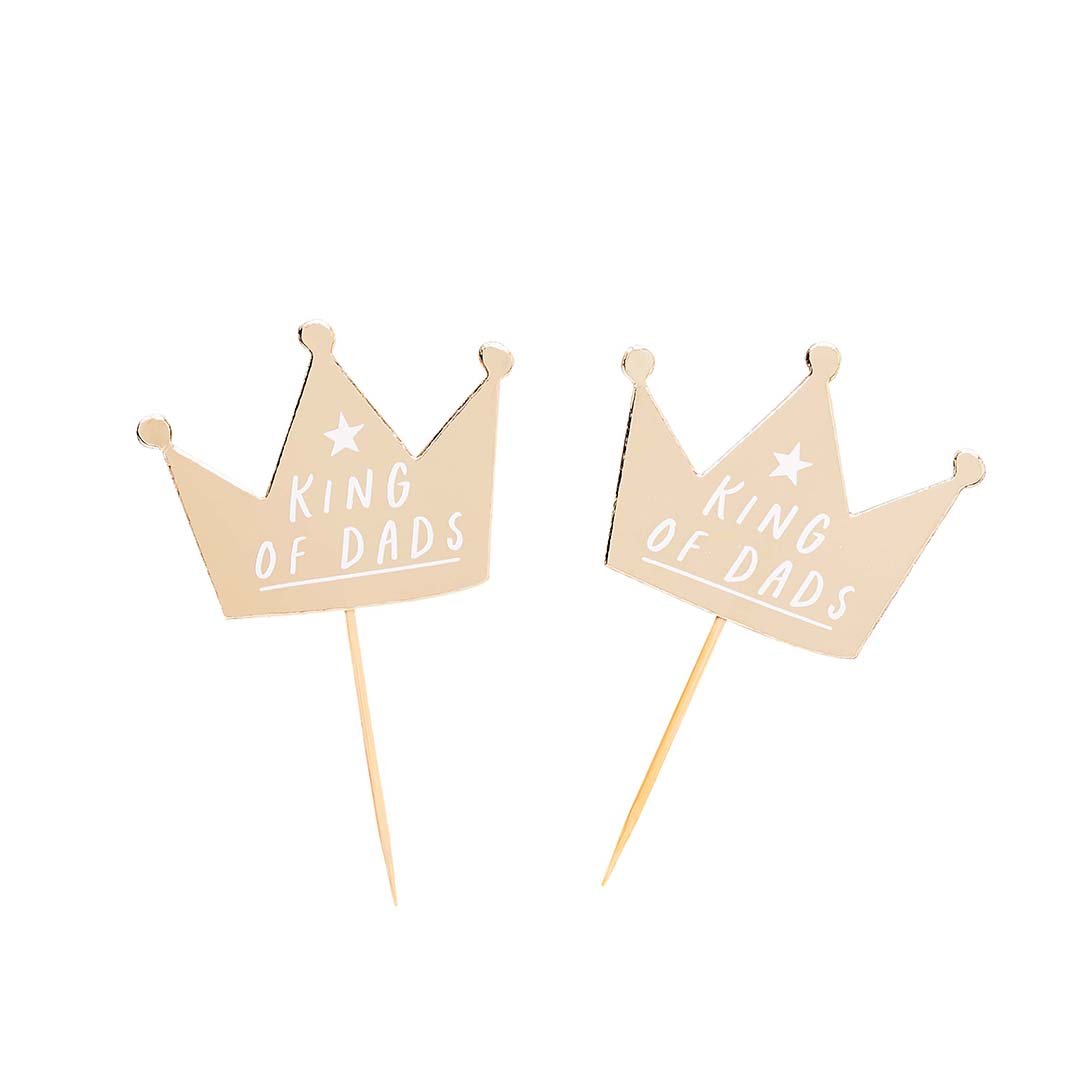 Gold ‘King Of Dads’ Crown Food Picks – Pack of 12