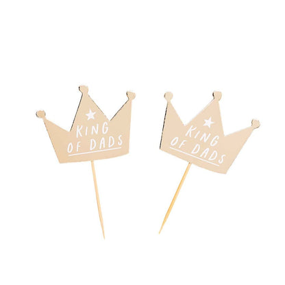 Gold ‘King Of Dads’ Crown Food Picks – Pack of 12