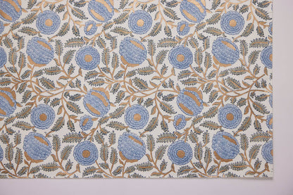 Marigold Glitz Blue Stone Block Printed Wrapping Paper Sheets