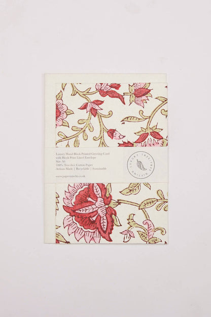Hand Block Printed Greeting Card - Flora Festive Mix