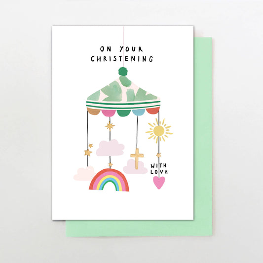 Baby Mobile Christening Card