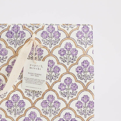 Hand Block Printed Gift Bags (Large) - Lavender