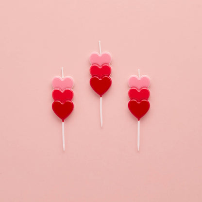 Stacked Heart Candles - Pack of 3