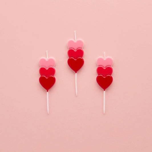Stacked Heart Candles - Pack of 3
