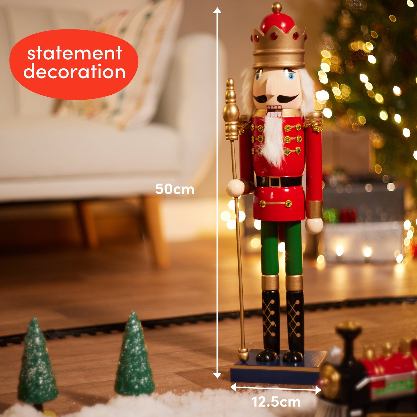 Large Traditional Christmas Wooden Nutcracker - 50cm