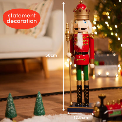 Large Traditional Christmas Wooden Nutcracker - 50cm