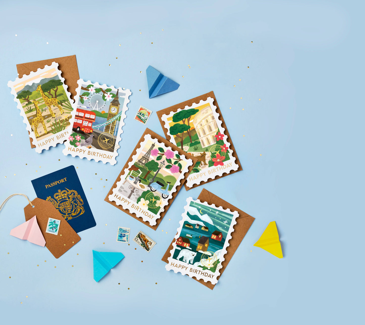 Paris Stamp Birthday Card