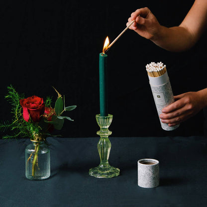 Light Green Glass Candle Holder