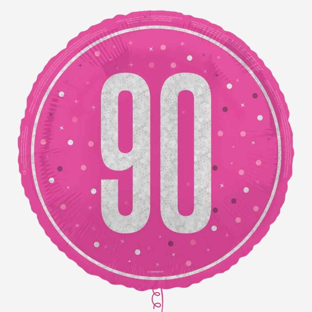 Glitz pink Happy 90th Inflated Birthday Foil Balloon