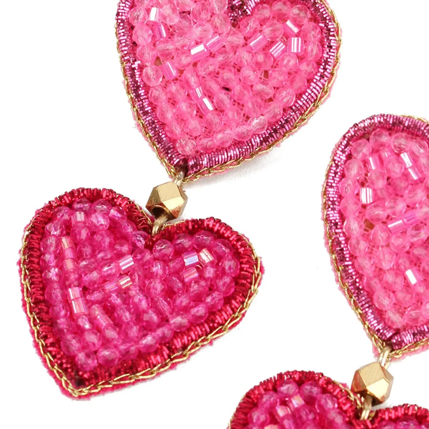 Double Multi Heart Beaded Drop Earrings