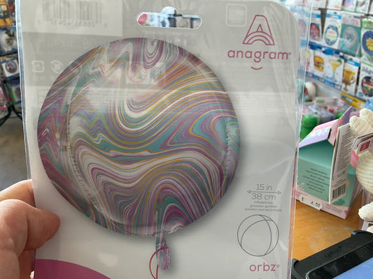 Pink Marblez Orbz Inflated Foil Balloon