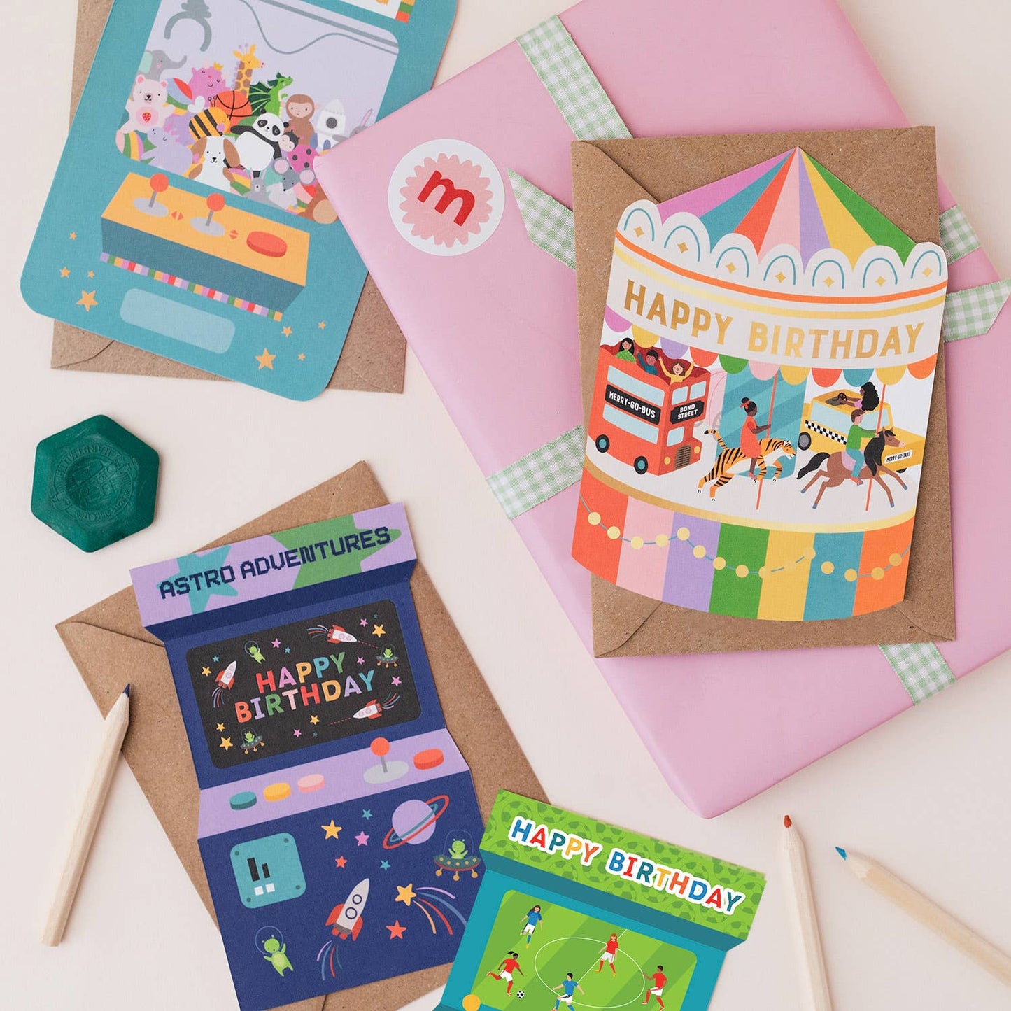Astro Adventures Arcade Birthday Card