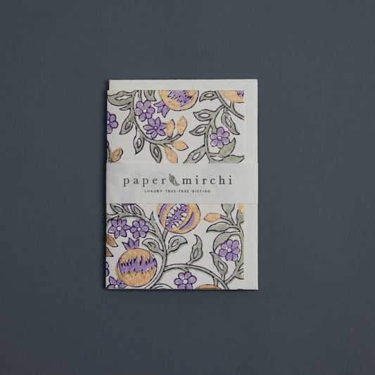 Hand Block Printed Greeting Card - Pomegranate Lavender