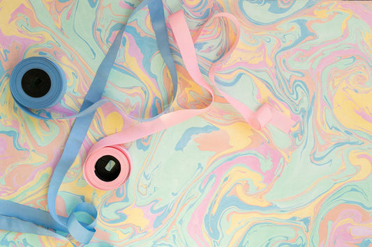 Hand Marbled Wrapping Paper Sheets - Pastel Punch