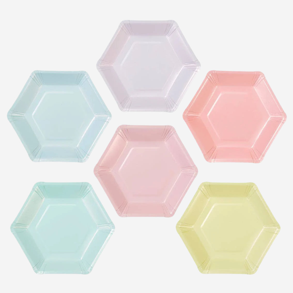 Small Hexagon Pastel Plates - 12 Pack