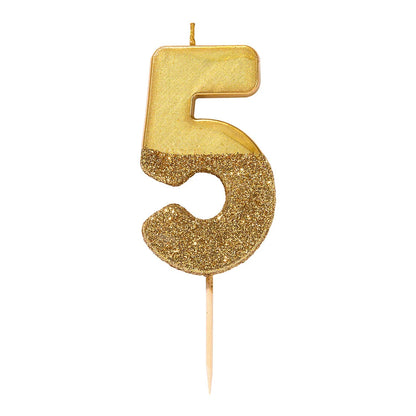 Gold Glitter Number Candles