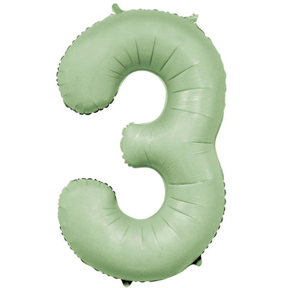 Pastel Green Inflated Foil Number Balloons