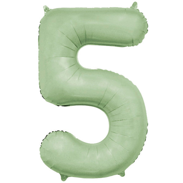 Pastel Green Inflated Foil Number Balloons